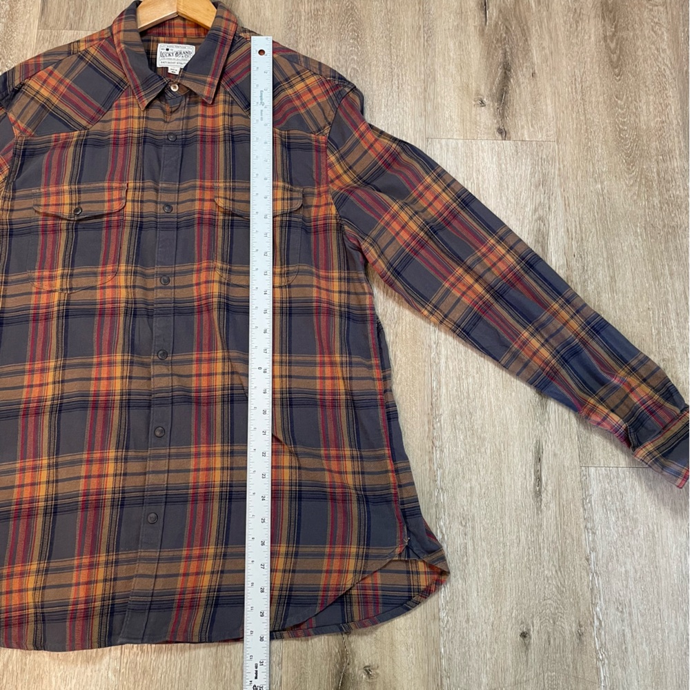 LUCKY BRAND Mens Shirt Large Snap Long-Sleeve Saturday Stretch Western Plaid - Picture 5 of 16